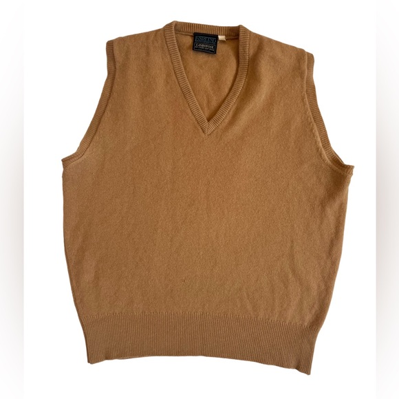Lands' End Other - Vintage Lands End Lambswool 100% Wool Sweater Vest Mens Size XL Tan Read